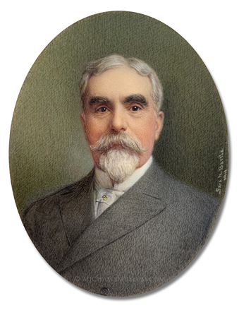 Portrait miniature by Sara Norwood Bartle of American attorney and diplomat William Simpson Carroll (1838-1911)