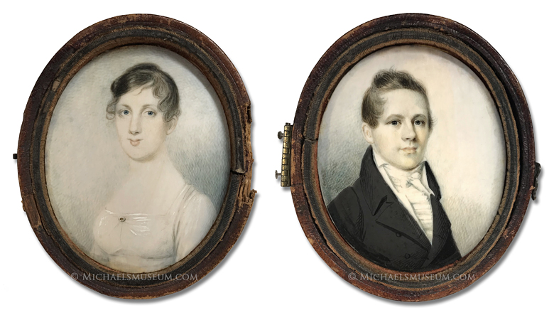 Miniature Portrait by Anson Dickinson Portrait miniatures by Anson Dickinson of an earlly American couple of New Haven, Connecticut