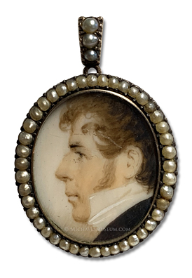 Portrait Miniature by Anson Dickinson Portrait miniature by Anson Dickinson of an early American gentleman identified as 'M. W. Potter'.