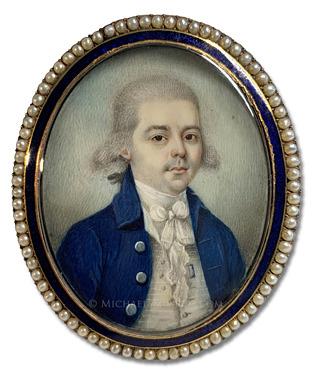 Portrait miniature by Joseph Dunckerley (alt., Joseph Dunkerley) depicting a late eighteenth century gentleman painted in the British West Indies