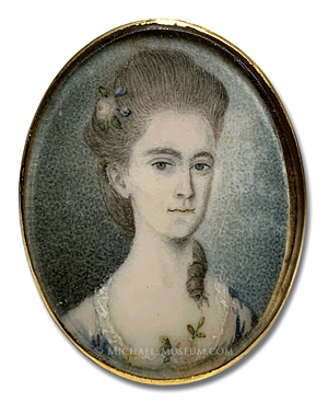 Portrait Miniature by Joseph Dunckerley (alt., Joseph Dunkerley) Portrait miniature by Joseph Dunckerley (alt., Joseph Dunkerley) of Miss Hepzibah Hall