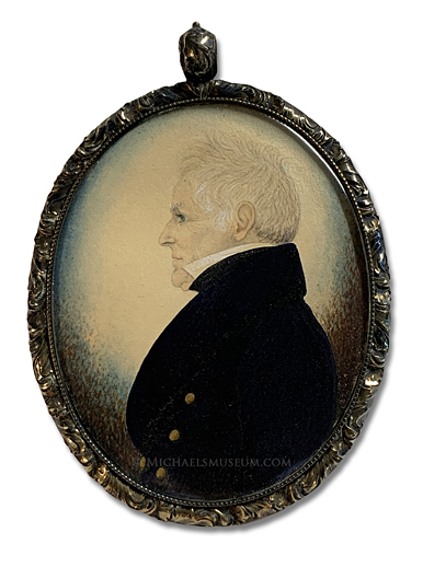 Portrait Miniature by James H. Gillespie Portrait miniature by James H. Gillespie of a Jacksonian era gentleman depicted in profile view