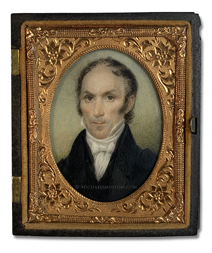 Portrait miniature by Sarah Goodridge of a Jacksonian era gentleman (one of a pair of portrait miniatures of a husband and wife) 