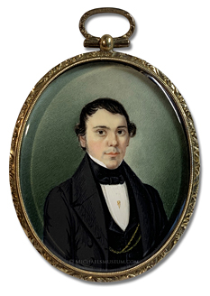 Portrait Miniature by Christopher Martin Greiner Portrait miniature by Christopher Martin Greiner, of a Jacksonian Era gentleman identified as Mr. Harrington