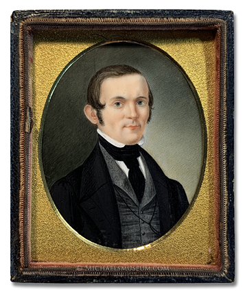 Portrait miniature by Christopher Martin Greiner, of an unknown Jacksonian era American gentleman