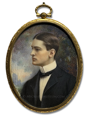 Portrait Miniature by Marion Hartman of Audubon Arms, Depicted in an Outdoor Landscape