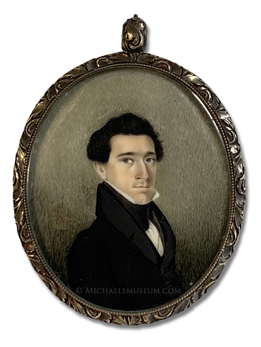 Portrait Miniature by Theodore V. Peticolas Portrait iniature by Theodore V. Peticolas of a Jacksonian era gentleman with dark hair