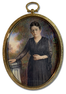 Portrait Miniature by P. Phillips depicting Mrs. Jennie Withers Gray in an Outdoor Landscape