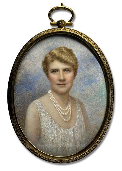 Portrait Miniature by P. Phillips Portrait Miniature by P. Phillips of Elizabeth "Bess" Efferson Carpenter of New York, Depicted with a Sky Background
