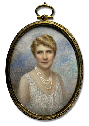 Portrait Miniature by P. Phillips of Elizabeth "Bess" Efferson Carpenter of New York, Depicted with a Sky Background