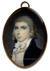 Miniature Portrait by Archibald Robertson of a young, Federalist era gentleman