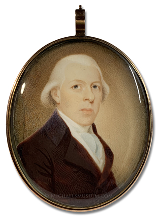 Portrait Miniature by Walter Robertson Portrait miniature by Walter Robertson an unknown Federalist era gentleman with powdered hair