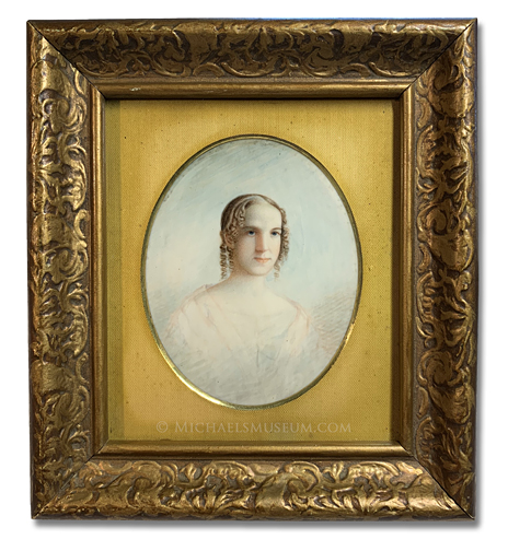 Postmortem portrait miniature of Miss Frances Spencer (1822-1843) -- artist unknown