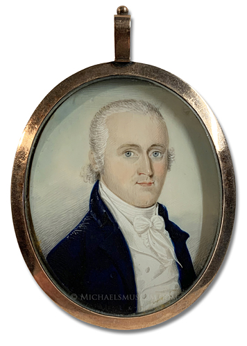 Portrait Miniature by Lawrence Sully Portrait miniature by Lawrence Sully depicting an unknown Federalist era gentleman with blue eyes and powdered hair