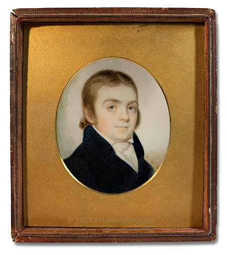Portrait miniature by Elkanah Tisdale of an unknown early American gentleman
