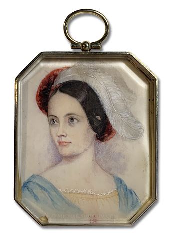Portrait miniature by Lewis Towson Voigt of a mid-nineteenth century American lady painted in Nags Head, North Carolina