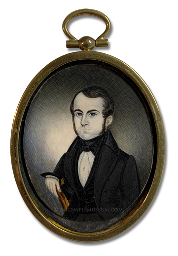 Portrait miniature by Henry Walton of a Jacksonian era gentleman seated in a chair