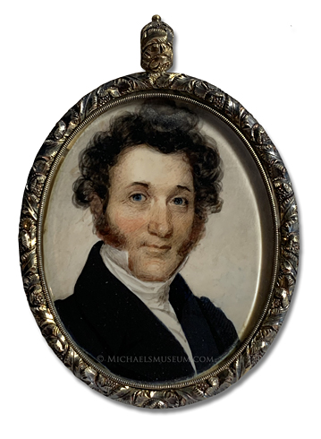 Portrait Miniature by Joseph Wood Portrait miniature by Joseph Wood of a Jacksonian era gentleman with long sideburns