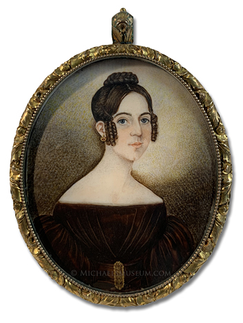 Portrait Miniature of an Unknown Jacksonian Era Lady Portrait miniature of an unknown Jacksonian era lady -- artist unknown