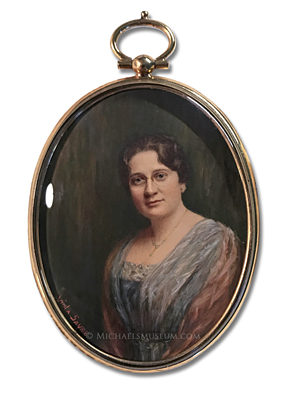 Portrait Miniature by Viola G. Sayre depicting an Early Twentieth Century Glendale, California Resident Identified as Mrs. Thomas of Campbell Street