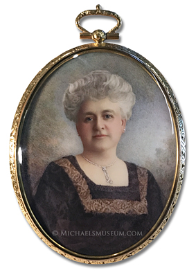 Portrait Miniature by Harry Valentine Shellard Depicting a Wealthy American Lady of the Early Twentieth Century