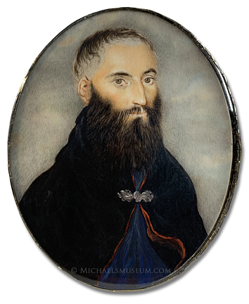Portrait miniature by an unknown artist of a religious figure of Spanish Colonial Louisiana
