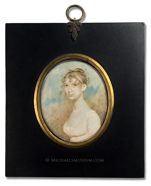 Miniature Portrait by Benjamin Trott Portrait miniature by Benjamin Trott of an early American lady depicted with a sky background