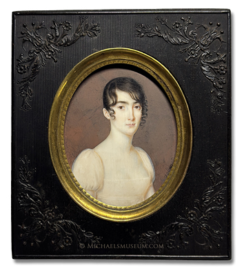 Portrait miniature by Philippe R. Vallée (often confused with Jean François Vallée) depicting an early nineteenth centur American lady