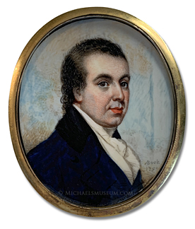 Portrait miniature by Adam Buck of Alexander Brand, a London jeweler of the late Georgian era.