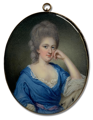 Portrait Miniature by Samuel Cotes Portrait miniature by Samuel Cotes of a Georgian era lady wearing a blue dress and ermine stole