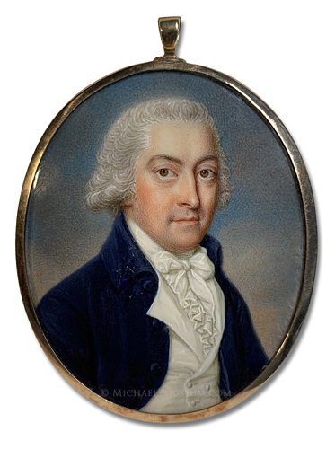 Portrait Miniature by James Scouler Portrait miniature by James Scouler of a Georgian Era gentleman identified by the monogrammed initials "W.J."