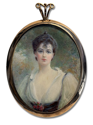 Miniature portrait by Alyn M. WIlliams of Miss Rachel Estelle Berridge, who later became the Countess of Clonmell.