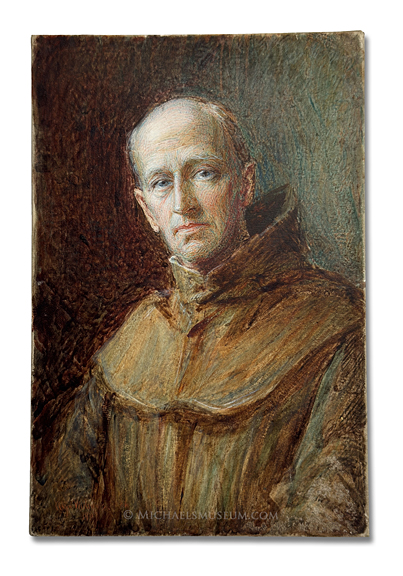 Miniature portrait by Alyn WIlliams of an early 20th century Franciscan Novice Master