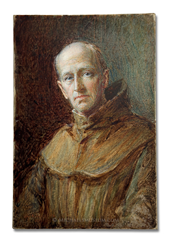 Miniature portrait by Alyn WIlliams of an early 20th century Franciscan Novice Master