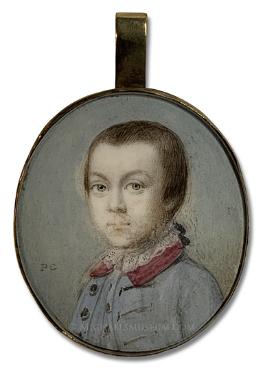 Portrait miniature by Penelope Carwardine, depicting George Anson Nutt at about eight years of age