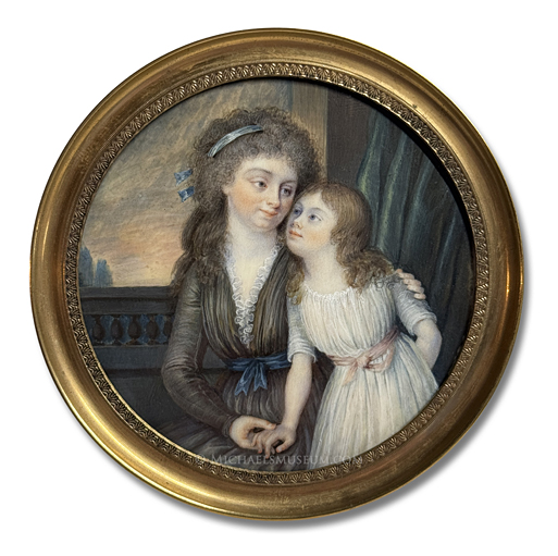 Portrait miniature by an unknown artist depicting Madame de La Roque (née Marie Thérèsa de Cairon) and Her Daughter, Elisabeth (Who Later Became Madame Morin de Banneville)