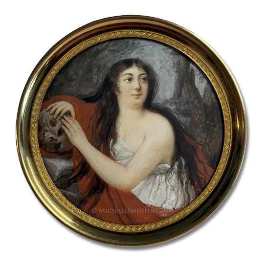 Miniature portrait of a late eighteenth century German lady depicted as "The Pentinent Mary Magdalene" -- artist unknown