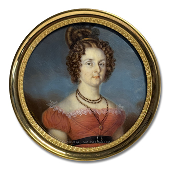 Portrait miniature by Angelo Vacca (the younger), depicting a young Italian noblewoman, likely of Piedmont-Sardinia