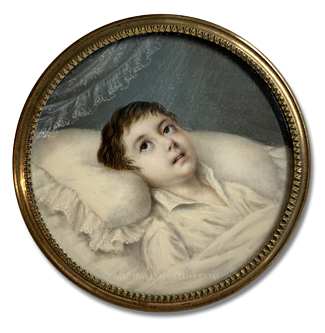 Mid Nineteenth Century Boy, Appearing Ill, Lying on What is Likelly his Deathbed -- Artist Unknown